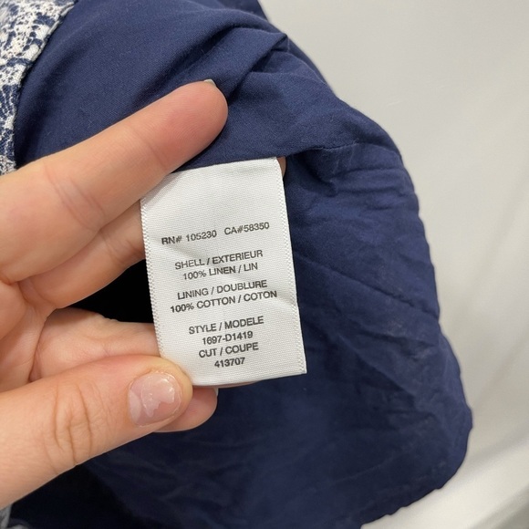 Joie Kada Linen Dress Sleeveless Printed Dark Navy - Picture 6 of 10